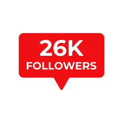 26k followers red vector, icon, stamp,logo,illustration