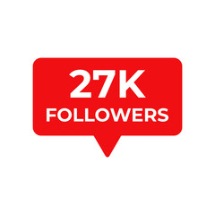 27k followers red vector, icon, stamp,logo,illustration