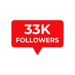 33k followers red vector, icon, stamp,logo,illustration