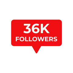 36k followers red vector, icon, stamp,logo,illustration