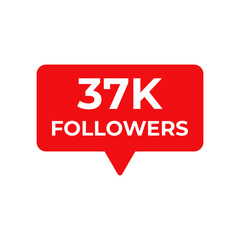 37k followers red vector, icon, stamp,logo,illustration