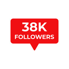 38k followers red vector, icon, stamp,logo,illustration