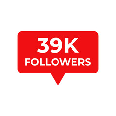 39k followers red vector, icon, stamp,logo,illustration