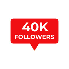 40k followers red vector, icon, stamp,logo,illustration
