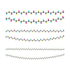 Christmas garlands in different sizes flat set