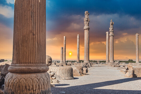 Beautiful View Of The Remnants Of Ancient Persian Achaemenid Empire Capital - Persepolis In Iran