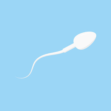 Spermatozoon flat illustration on blue background. Male sex cell.