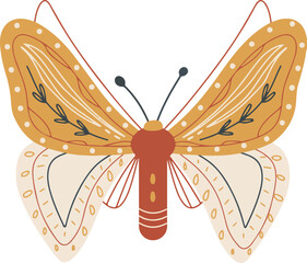 Cute Boho Butterfly Hand Drawn Boho Illustration