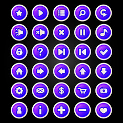 Blue buttons for games. cartoon style