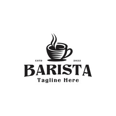 barista logo design, cafe, coffee, vector, vintage, coffee bar, coffee shop