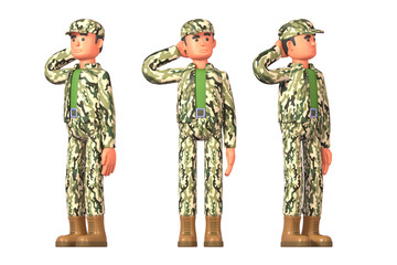3d render of soldier in military uniform thinking, making decision
