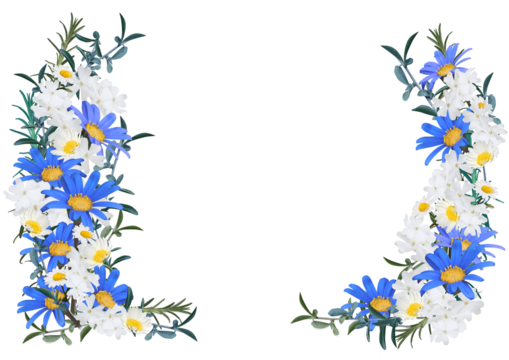 花のデイジーとカモミールのフレーム
