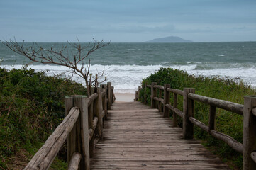 Fototapeta premium Wooden pier with sea in background