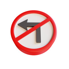 3d render illustration no turning left