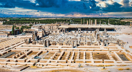 A wide view of the beautiful ancient City of Persepolis in Iran