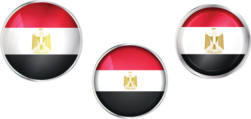 Round national flag pin of Egypt.Circular vector flag of Egypt