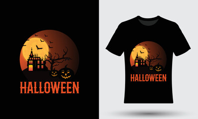 Modern trendy happy halloween t-shirt design template.