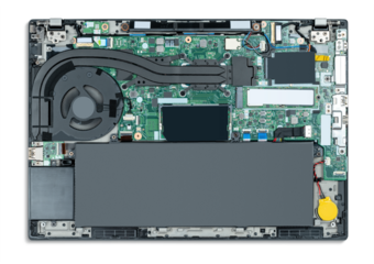 Disassembled laptop for cleaning or repair back view, isolated on a transparent background.