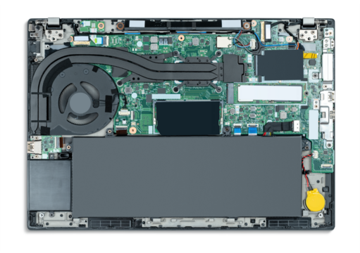 Disassembled laptop for cleaning or repair back view, isolated on a transparent background.
