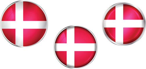 Obraz premium Round national flag pin of Denmark.Circular vector flag of Denmark