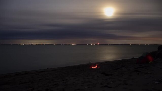 Crystal Cliffs, Nova Scotia- Campfire at Night Timelapse
