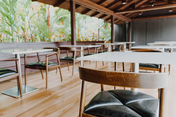 empty table and chair in restaurant