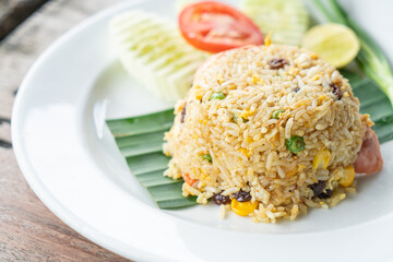 fried rice on white plate