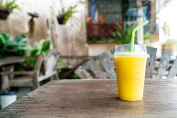 mango smoothies in take away glass