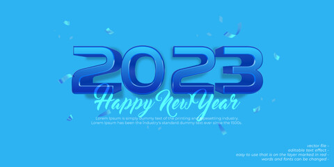 Editable text 2023 happy new year celebration on blue theme