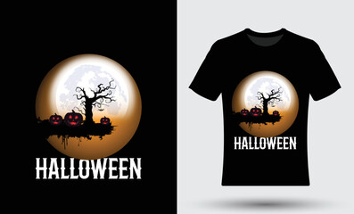 Modern trendy happy halloween t-shirt design template.