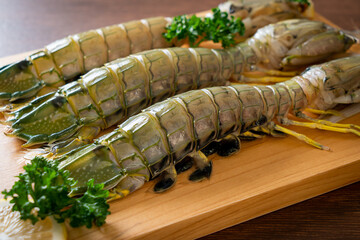 fresh mantis shrimp with lemon