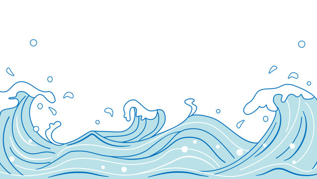 波のイラスト　アスペクト比16：9　バージョン