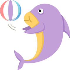 cartoon happy jumping dolphin