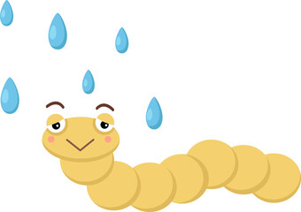cartoon worm with rain