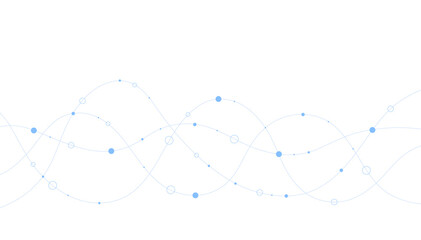 Abstract lines and dots digital background poster with dynamic wave. Network technology banner. Vector