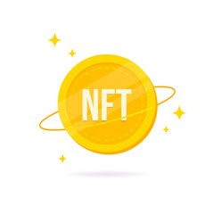 Non-fungible token (NFT) coin. NFT golden coin icon. vector