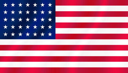 Naklejka premium Wavy flag of United States (USA). vector