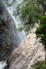 Fototapeta na wymiar huentitan ravine in guadalajara, full of vegetation water falling, several waterfalls in mexico