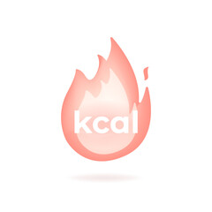 kcal icon, kilocalorie, fat burning 3d symbol vector.