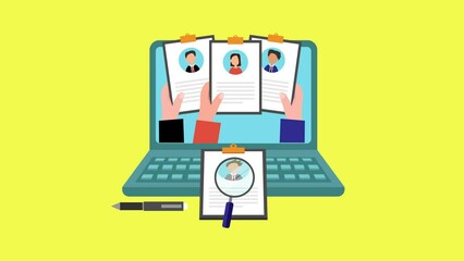 Laptop receiving resume of job from applicants