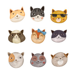 Variety of cute cat illustration