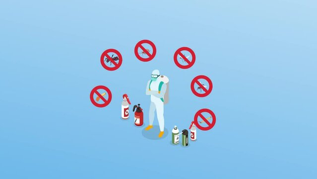 Pest control worker holding insecticide sprayer