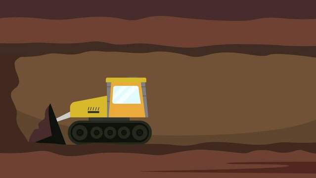 Truck and tractor working on underground