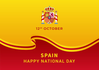 National Day of Spain 12 October Celebration Background Vector Illustration