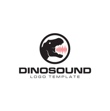 Roaring Tyrannosaurus T Rex with Sound Spectrum Voice for Voice Audio Record Player or Music Studio Recording Logo design