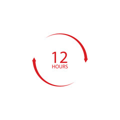 sign of 12, 24, 48 and 72 clock arrow hours logo