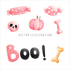 Pink halloween, Happy Halloween vector illustration