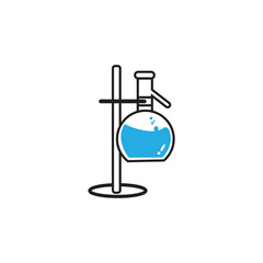 Fototapeta na wymiar illustration vector graphic of volumetric flask on burette filled with chemical liquid isolated on white background. perfect for chemical test collection or science education, etc.
