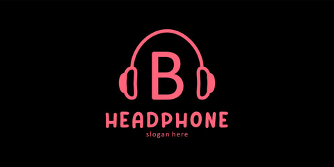 Headphone Logo Design with Letter B