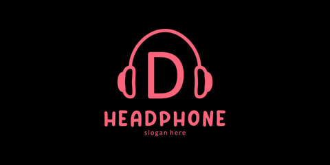 Headphone Logo Design with Letter D